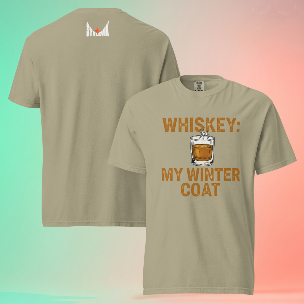 Whiskey 'My Winter Coat' Funny Warming Tee | Unisex Gift for Drinkers, Bourbon & Scotch Lovers