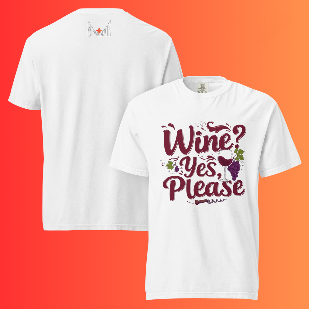 'Wine Yes Please' Funny T-Shirt | Girls Night Out & Mom Juice Warming Tee for Wine Lovers