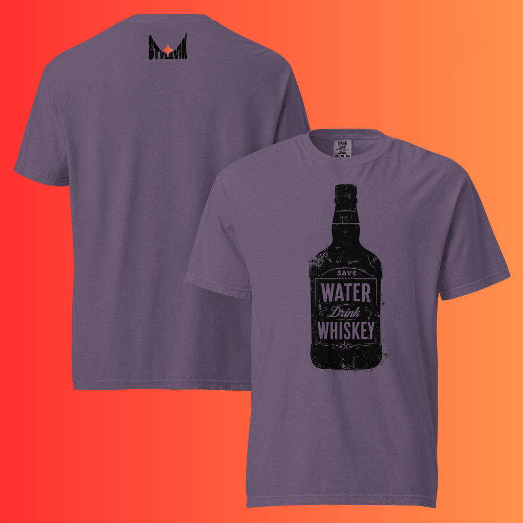 'Save Water Drink Whiskey' Funny T-Shirt | Vintage Style Warming Tee for Bourbon & Alcohol Lovers