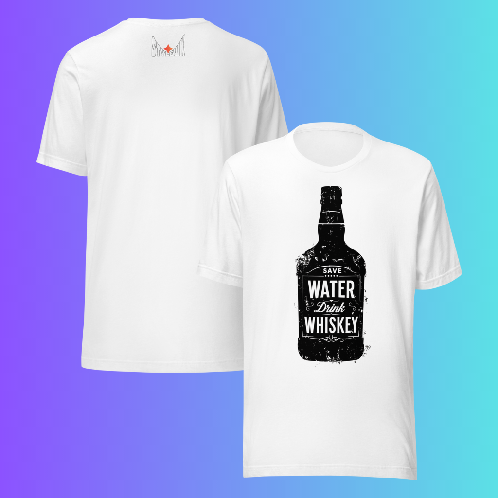 'Save Water Drink Whiskey' T-Shirt | Funny Vintage Style Cooling Tee for Bourbon & Alcohol Lovers