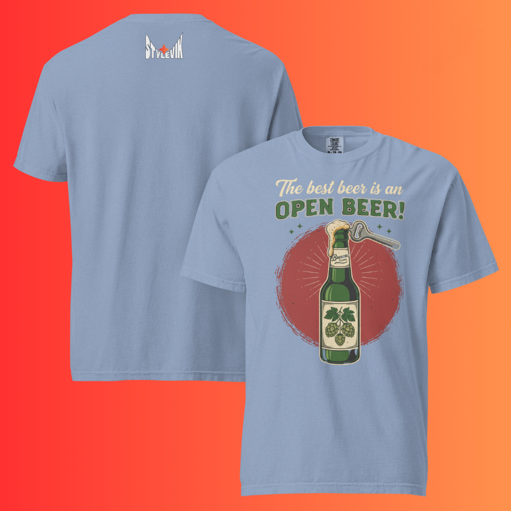 'The Best Beer is an Open Beer' T-Shirt | Funny Retro Warming Tee for Craft Beer & Pub Lovers
