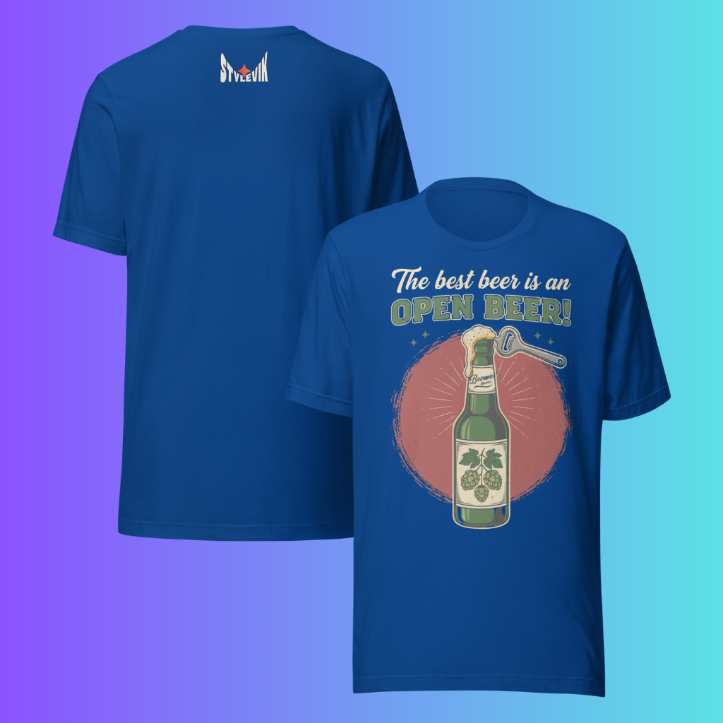 'The Best Beer is an Open Beer' T-Shirt | Funny Retro Cooling Tee for Craft Beer & Pub Lovers