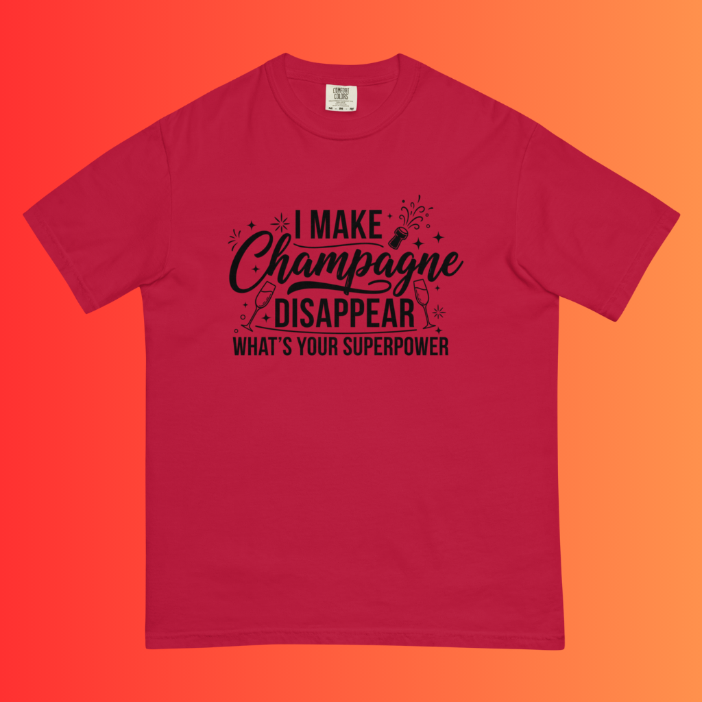 'I Make Champagne Disappear What's Your Superpower' T-Shirt | Funny NYE & Bachelorette Party Warming Tee
