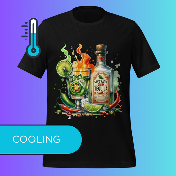 'Save Water Drink Tequila' T-Shirt | Funny Spicy Margarita & Jalapeño Cooling Tee for Fiesta Lovers