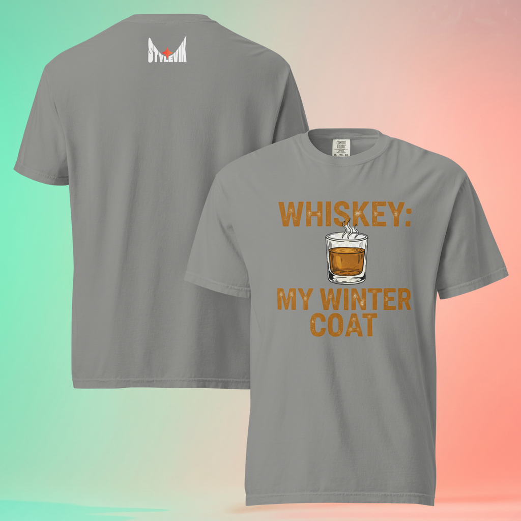 Whiskey 'My Winter Coat' Funny Warming Tee | Unisex Gift for Drinkers, Bourbon & Scotch Lovers
