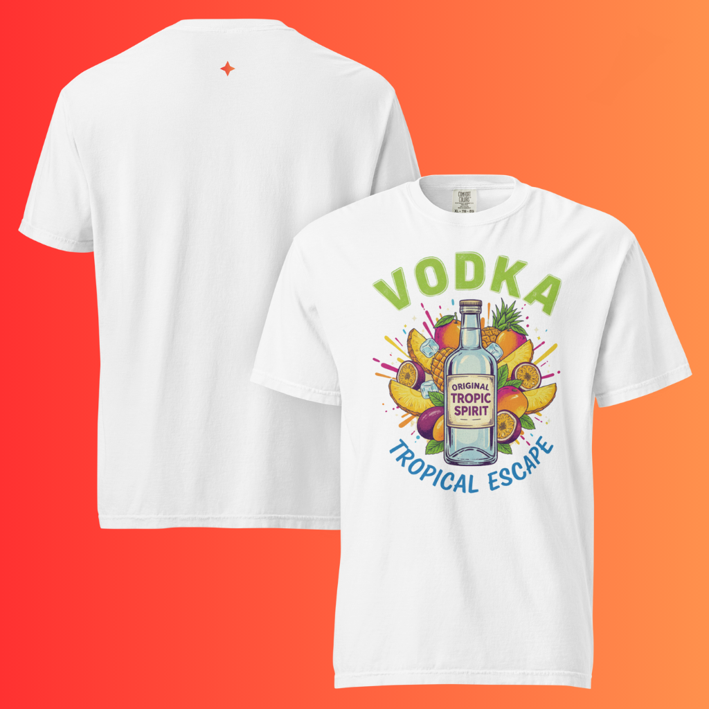 'Vodka Tropical Escape' T-Shirt | Funny Summer Vacation & Beach Party Warming Tee