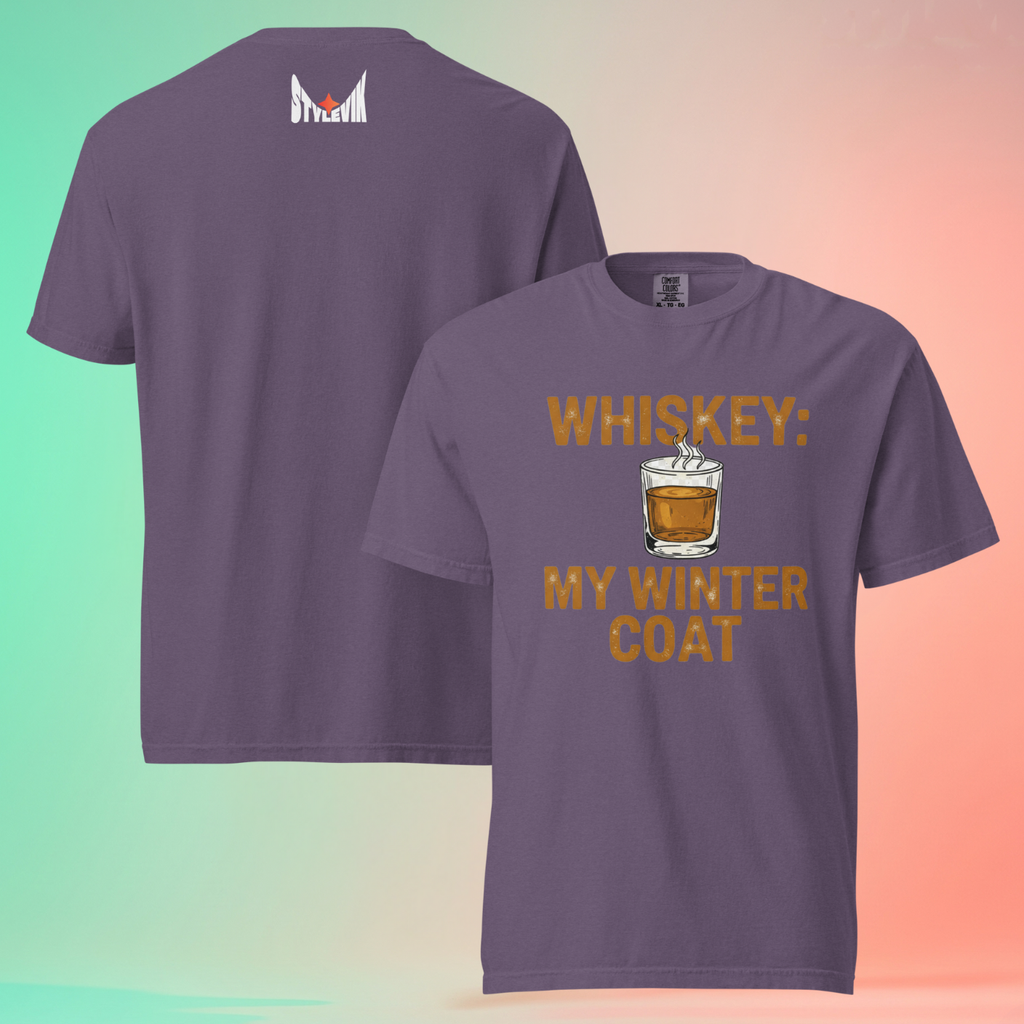 Whiskey 'My Winter Coat' Funny Warming Tee | Unisex Gift for Drinkers, Bourbon & Scotch Lovers