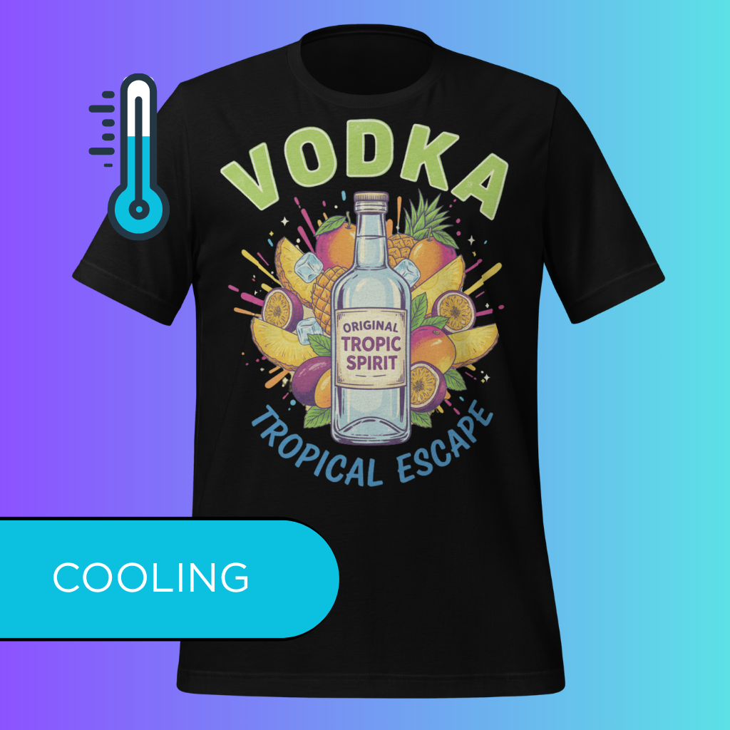 'Vodka Tropical Escape' T-Shirt | Funny Summer Vacation & Beach Party Cooling Tee