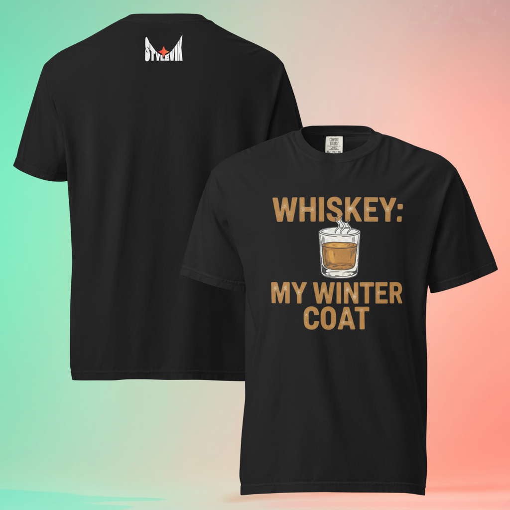 Whiskey 'My Winter Coat' Funny Warming Tee | Unisex Gift for Drinkers, Bourbon & Scotch Lovers