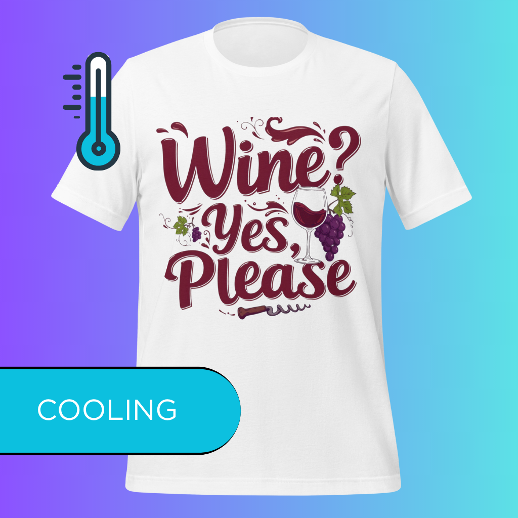 'Wine Yes Please' Funny T-Shirt | Girls Night Out & Mom Juice Cooling Tee for Wine Lovers