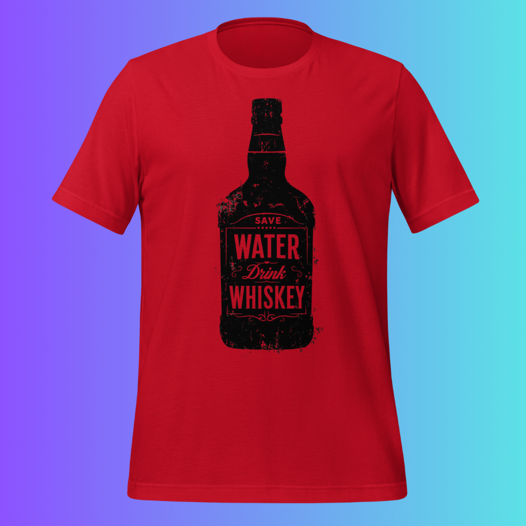 'Save Water Drink Whiskey' T-Shirt | Funny Vintage Style Cooling Tee for Bourbon & Alcohol Lovers
