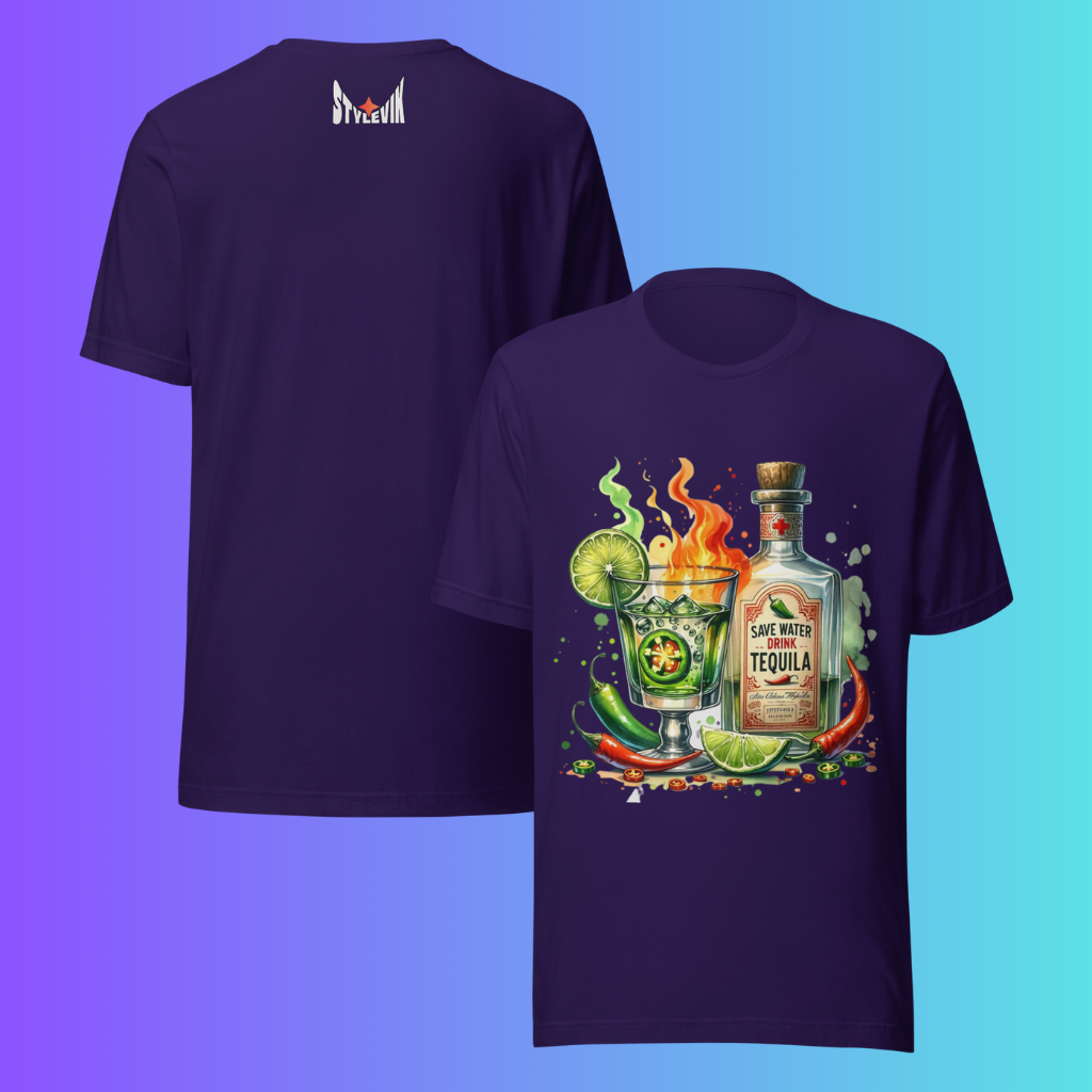 'Save Water Drink Tequila' T-Shirt | Funny Spicy Margarita & Jalapeño Cooling Tee for Fiesta Lovers