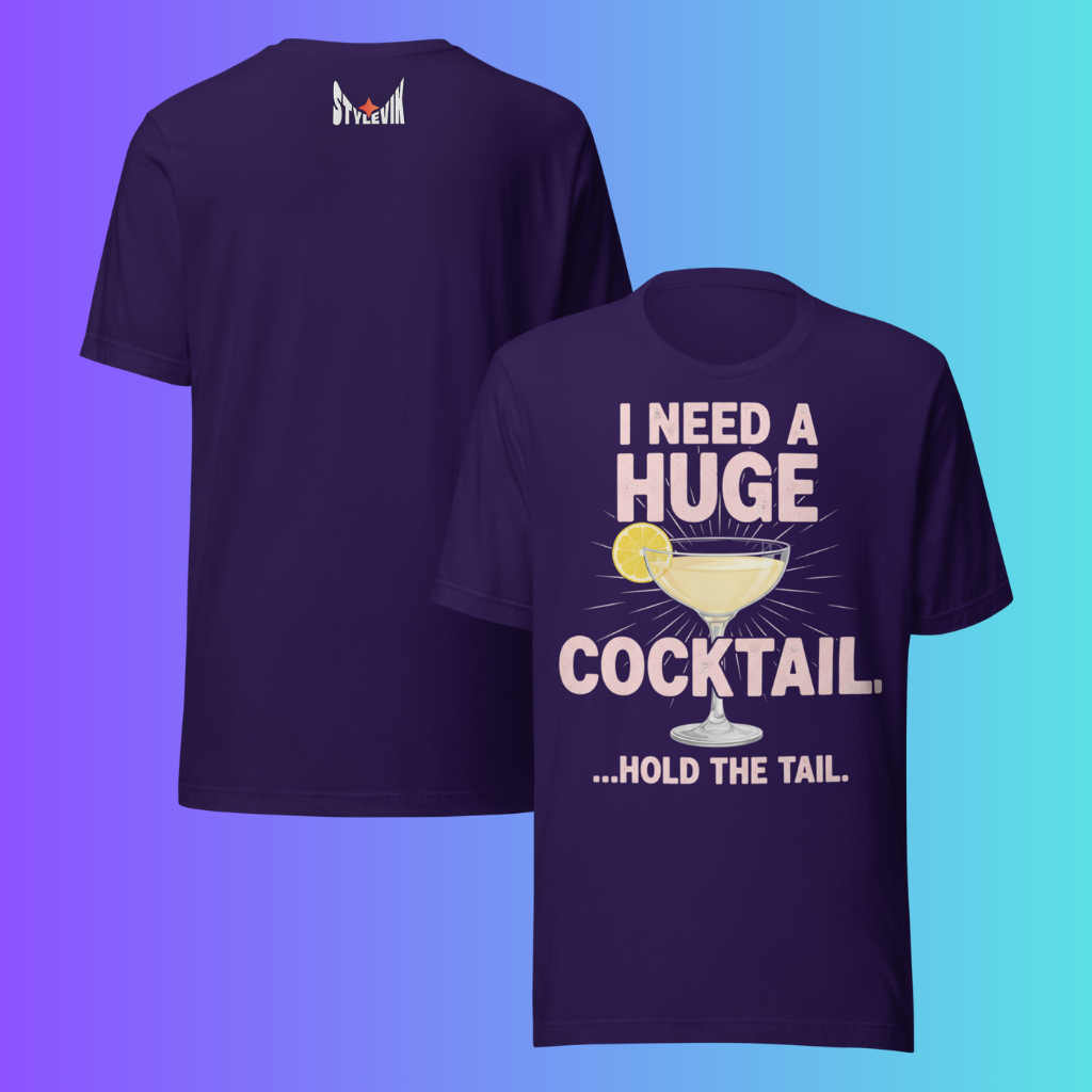 'I Need A Huge Cocktail Hold The Tail' T-Shirt | Funny Naughty Bachelorette Party Cooling Tee