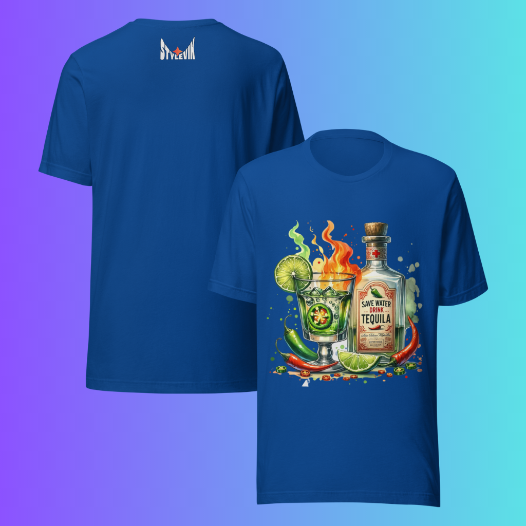 'Save Water Drink Tequila' T-Shirt | Funny Spicy Margarita & Jalapeño Cooling Tee for Fiesta Lovers
