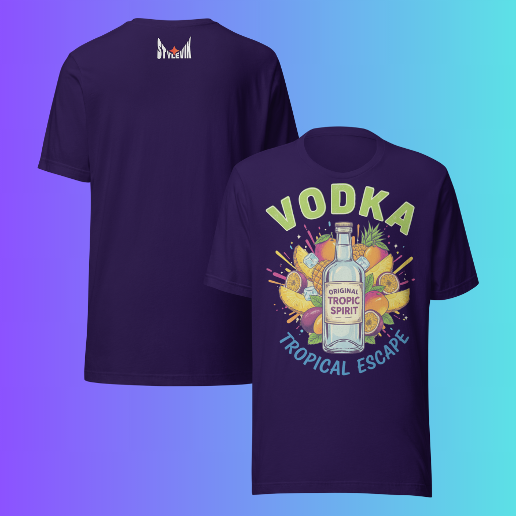 'Vodka Tropical Escape' T-Shirt | Funny Summer Vacation & Beach Party Cooling Tee