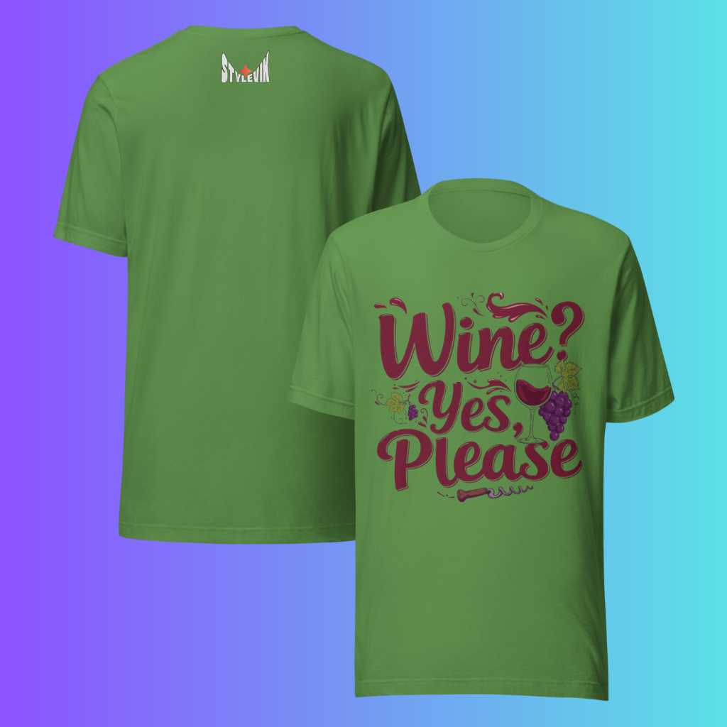 'Wine Yes Please' Funny T-Shirt | Girls Night Out & Mom Juice Cooling Tee for Wine Lovers