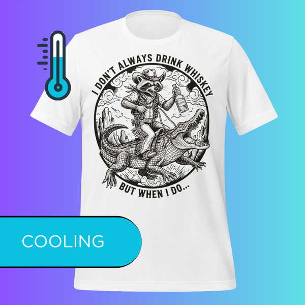 'I Don't Always Drink Whiskey' T-Shirt | Funny Raccoon Riding Alligator Meme Cooling Tee