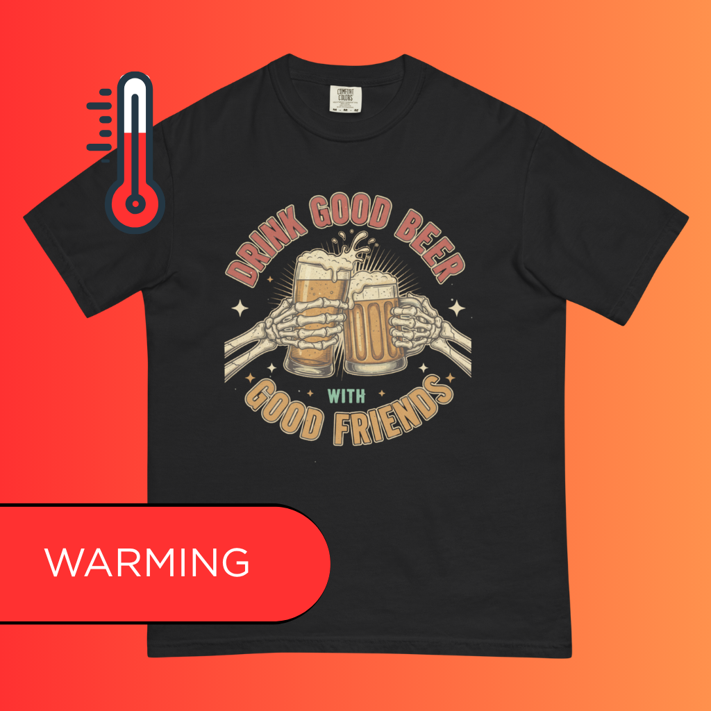 'Drink Good Beer With Good Friends' T-Shirt | Funny Skeleton Halloween & Oktoberfest Warming Tee