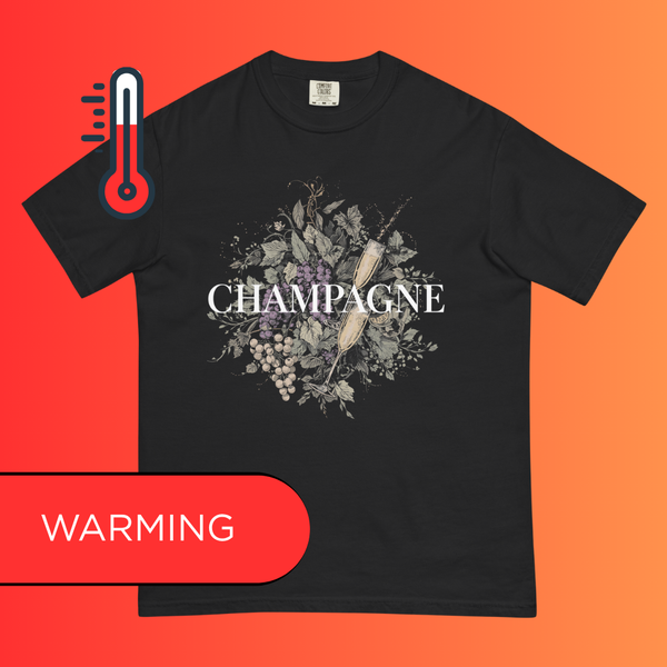 Elegant Champagne T-Shirt | Artistic Holiday & New Year's Eve Warming Tee for Wine Lovers
