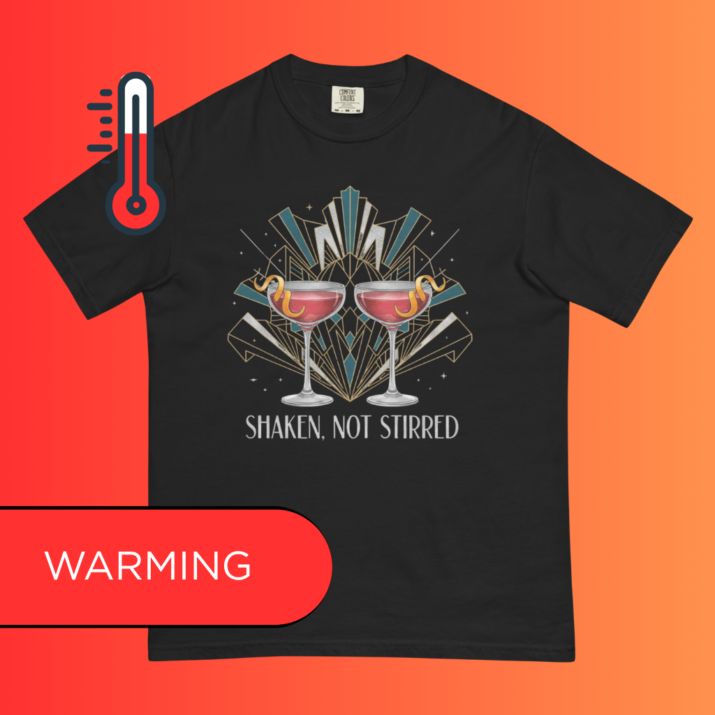 'Shaken Not Stirred' T-Shirt | Funny James Bond Inspired Art Deco Warming Tee for Cocktail Lovers