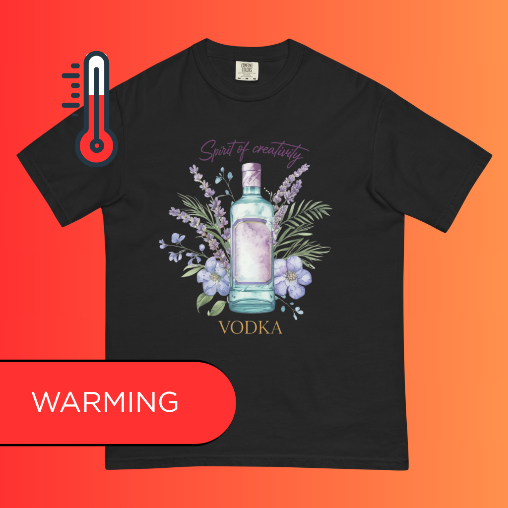 'Spirit of Creativity' Vodka T-Shirt | Artistic Botanical Warming Tee for Cocktail Lovers & Artists