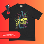 'Vodka Night Mode Activated' T-Shirt | Funny 80s Retro Gaming Warming Tee for Parties & Raves