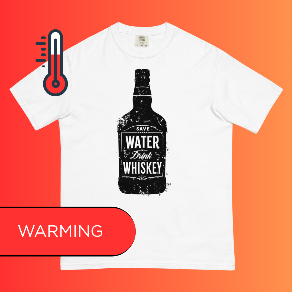 'Save Water Drink Whiskey' Funny T-Shirt | Vintage Style Warming Tee for Bourbon & Alcohol Lovers