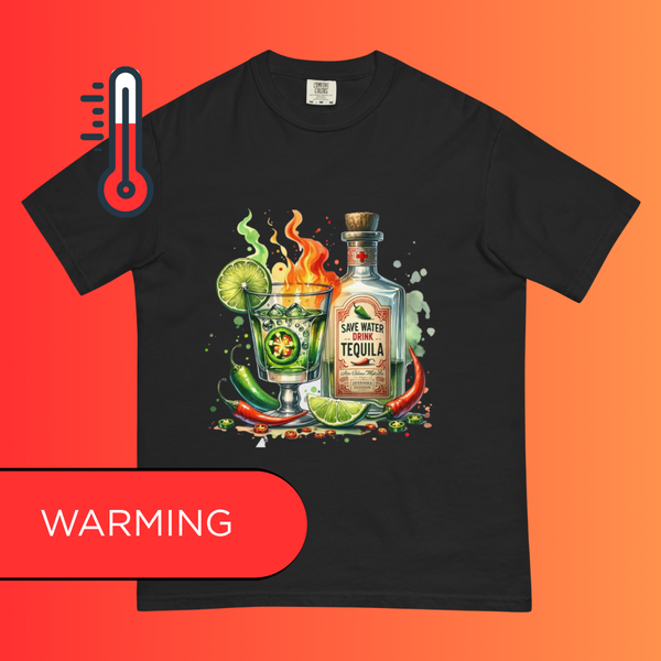 'Save Water Drink Tequila' T-Shirt | Funny Spicy Margarita & Jalapeño Warming Tee for Fiesta Lovers