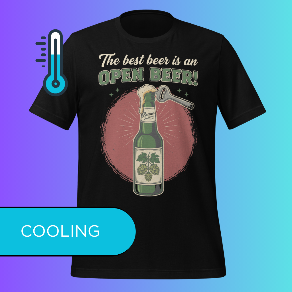 'The Best Beer is an Open Beer' T-Shirt | Funny Retro Cooling Tee for Craft Beer & Pub Lovers