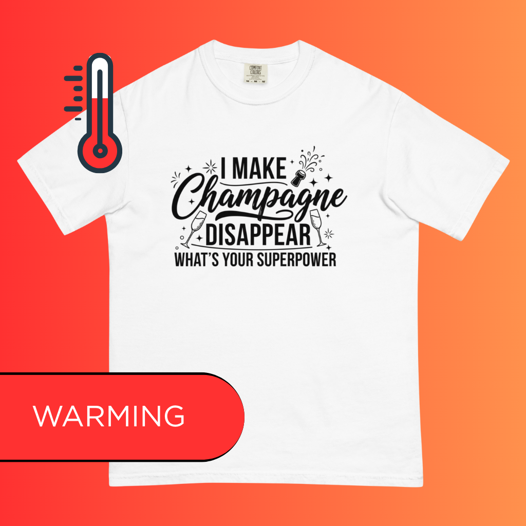 'I Make Champagne Disappear What's Your Superpower' T-Shirt | Funny NYE & Bachelorette Party Warming Tee