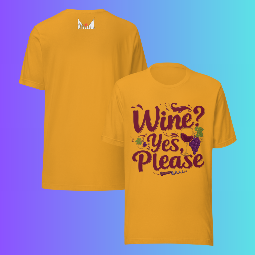 'Wine Yes Please' Funny T-Shirt | Girls Night Out & Mom Juice Cooling Tee for Wine Lovers