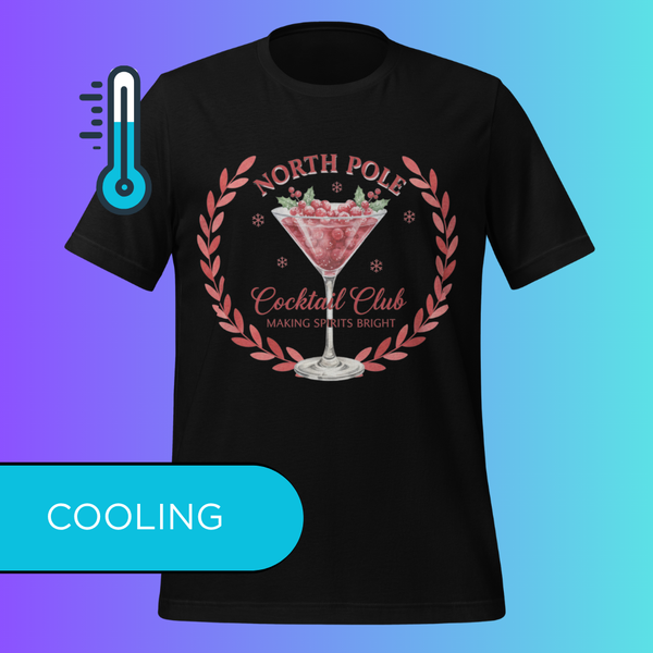 'North Pole Cocktail Club' T-Shirt | Funny Christmas Holiday Party Cooling Tee for Drinkers