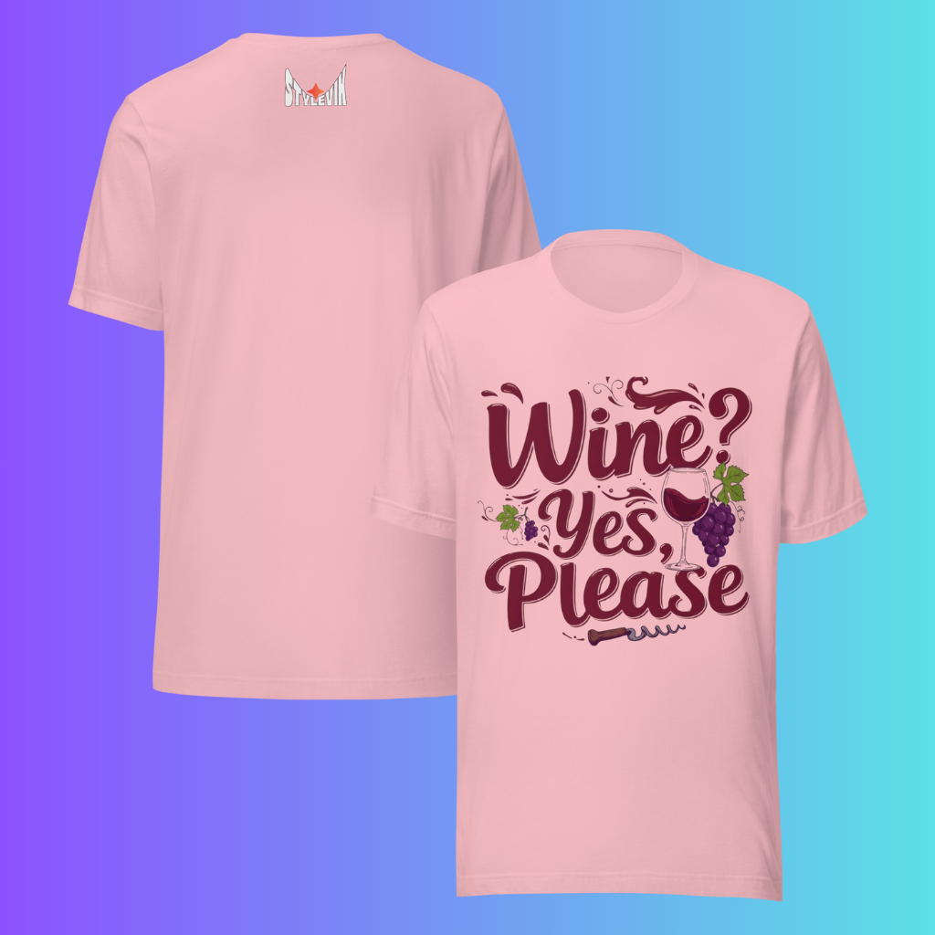 'Wine Yes Please' Funny T-Shirt | Girls Night Out & Mom Juice Cooling Tee for Wine Lovers
