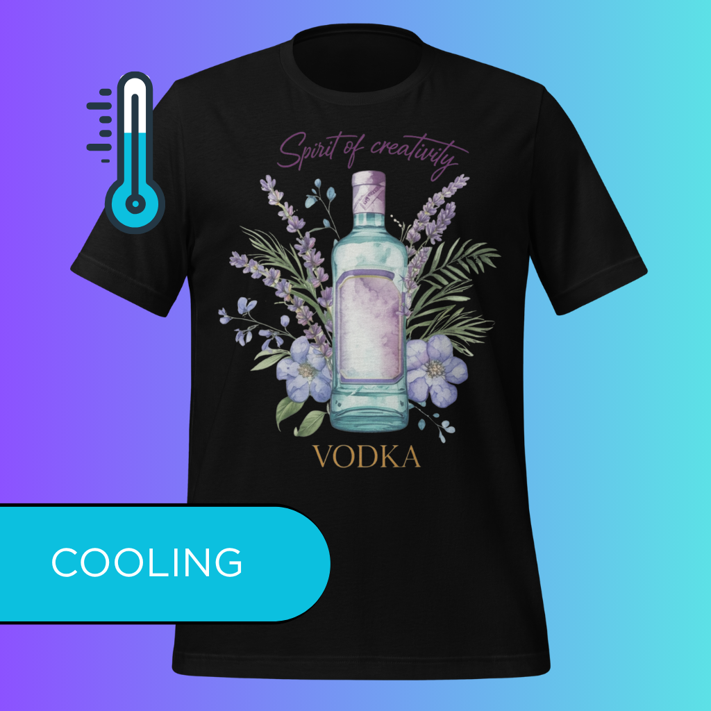 'Spirit of Creativity' Vodka T-Shirt | Artistic Botanical Cooling Tee for Cocktail Lovers & Artists