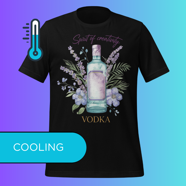 'Spirit of Creativity' Vodka T-Shirt | Artistic Botanical Cooling Tee for Cocktail Lovers & Artists