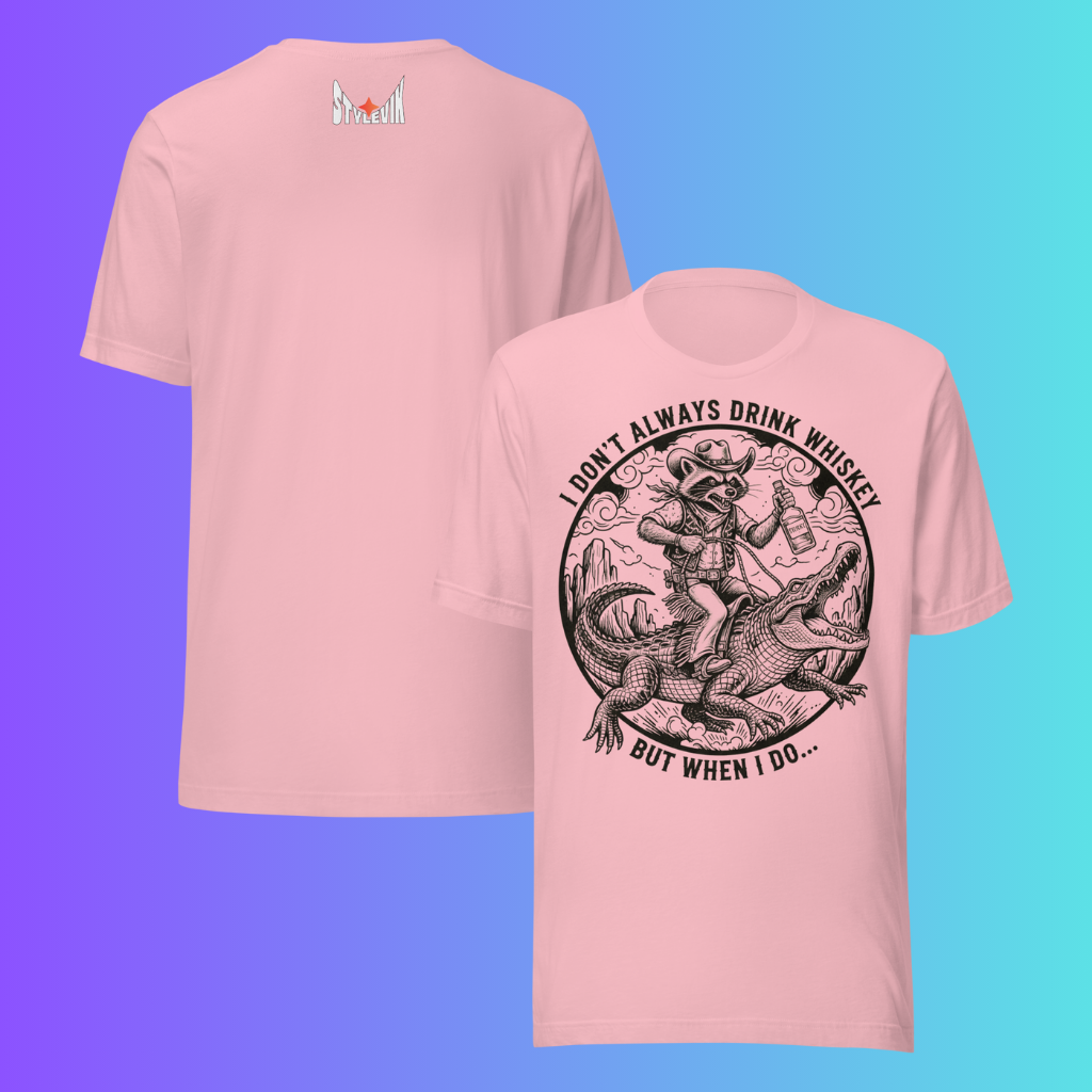 'I Don't Always Drink Whiskey' T-Shirt | Funny Raccoon Riding Alligator Meme Cooling Tee