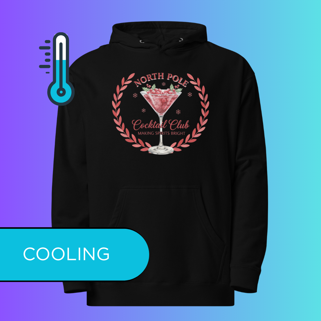 'North Pole Cocktail Club' Hoodie | Funny Christmas Holiday Party Cooling Hoodie