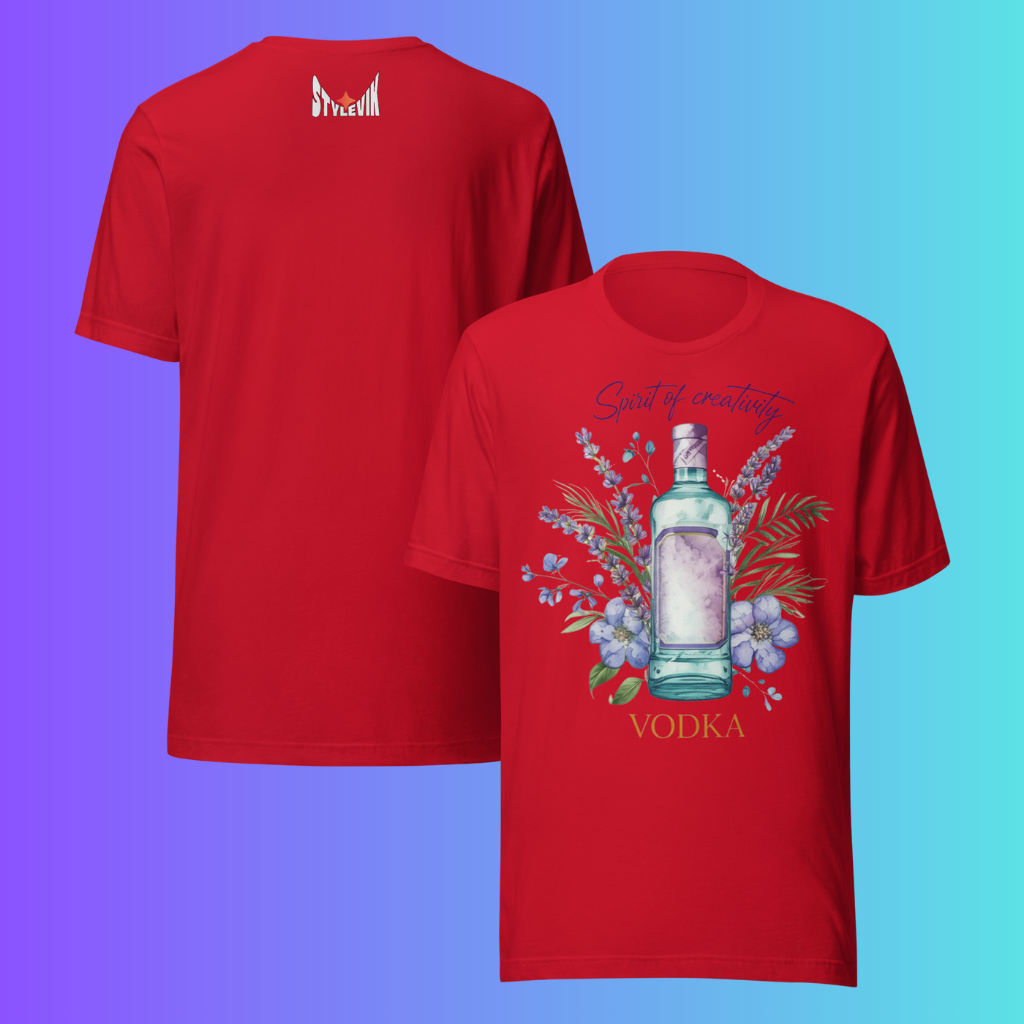 'Spirit of Creativity' Vodka T-Shirt | Artistic Botanical Cooling Tee for Cocktail Lovers & Artists
