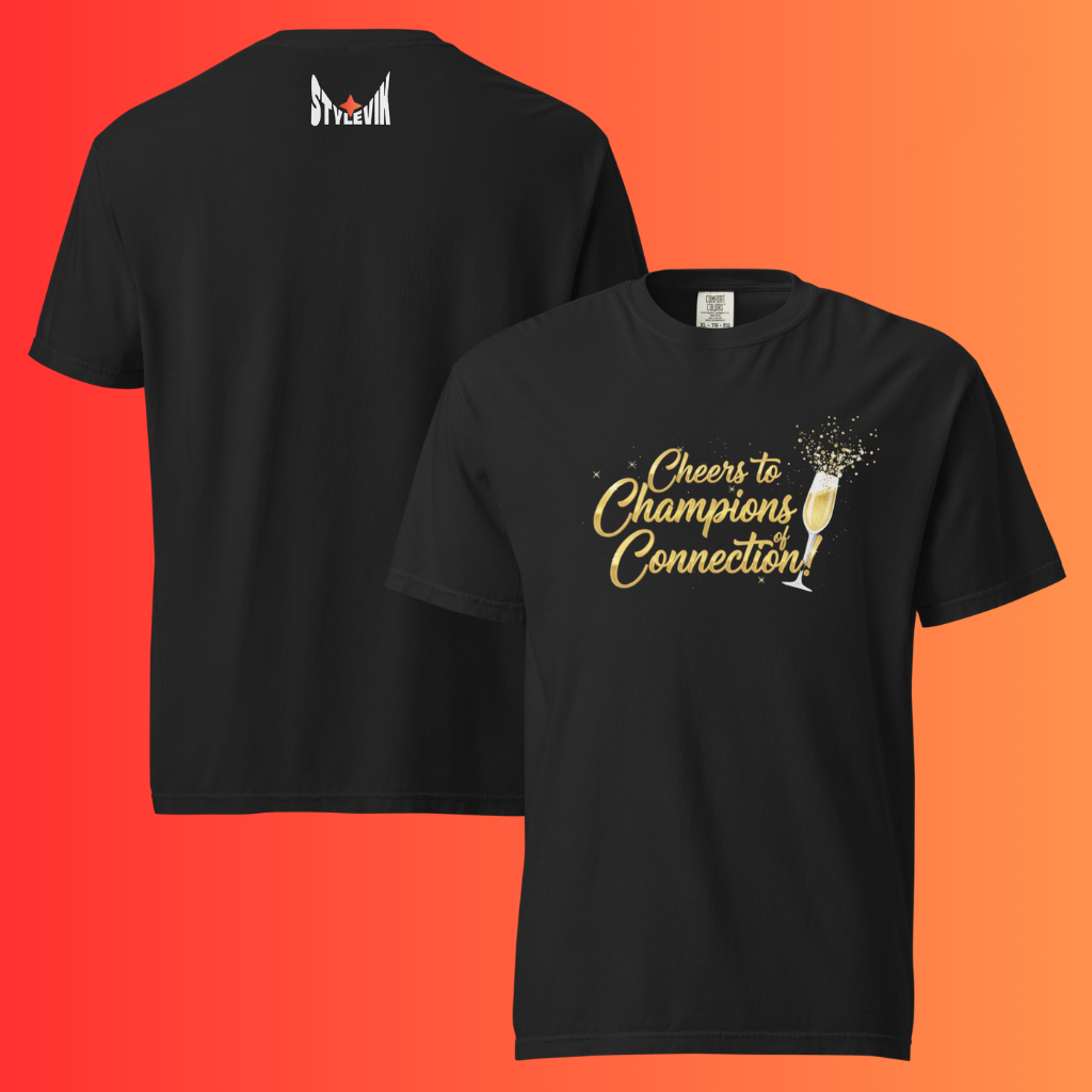 'Cheers to Champions of Connection' T-Shirt | Team & Networking Warming Tee for Holiday Parties