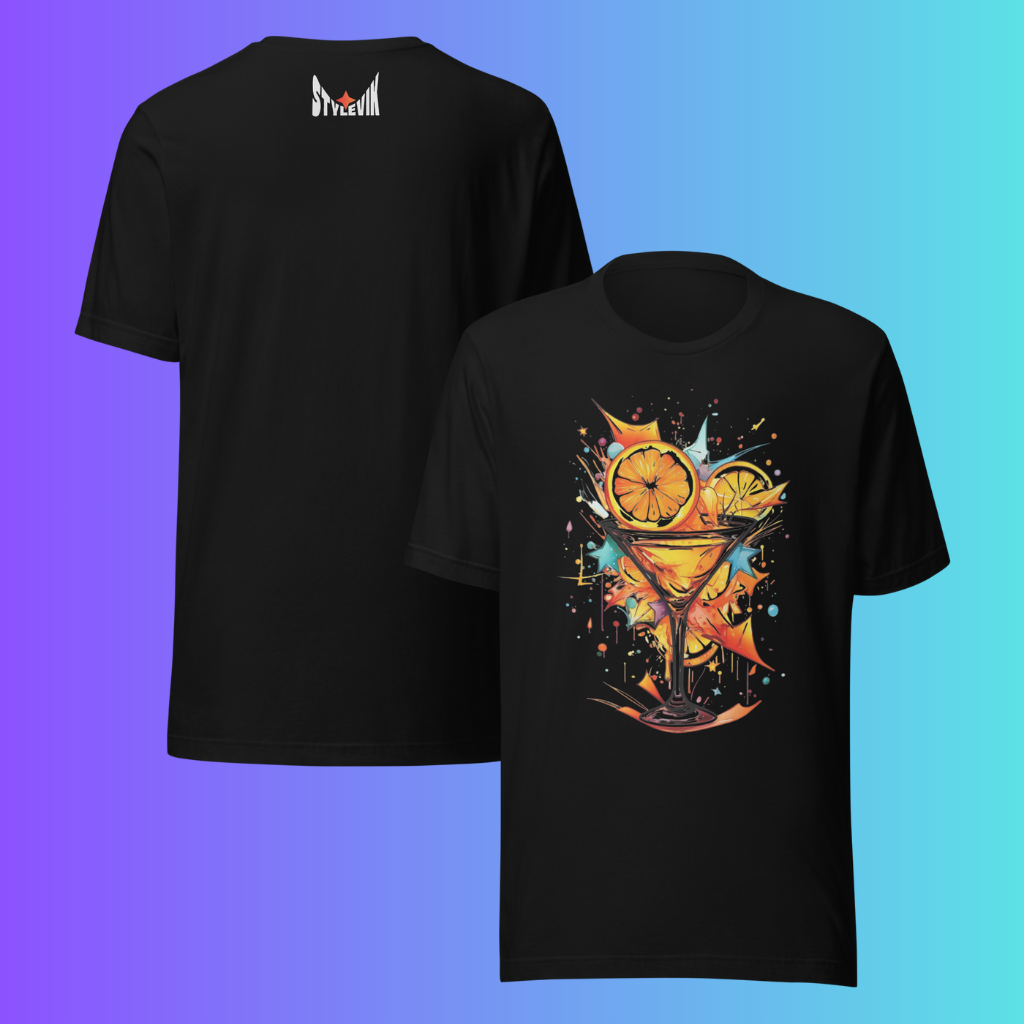 Abstract Cocktail T-Shirt | Artistic 'Explosion of Flavor' Cooling Tee for Parties & Bartenders
