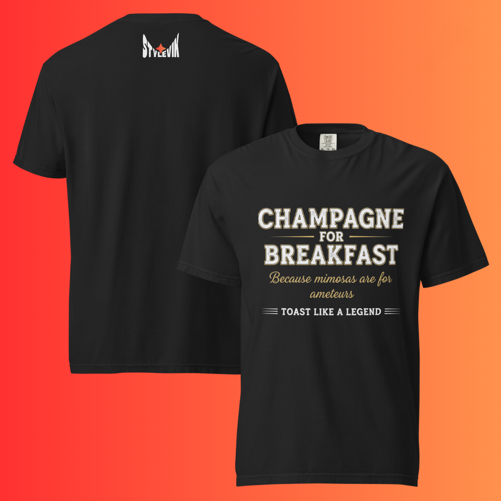 'Champagne for Breakfast' T-Shirt | Funny Brunch & Bachelorette Party Warming Tee