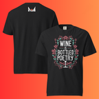 'Wine is Bottled Poetry' T-Shirt | Funny Literary Quote & Floral Warming Tee for Wine Lovers