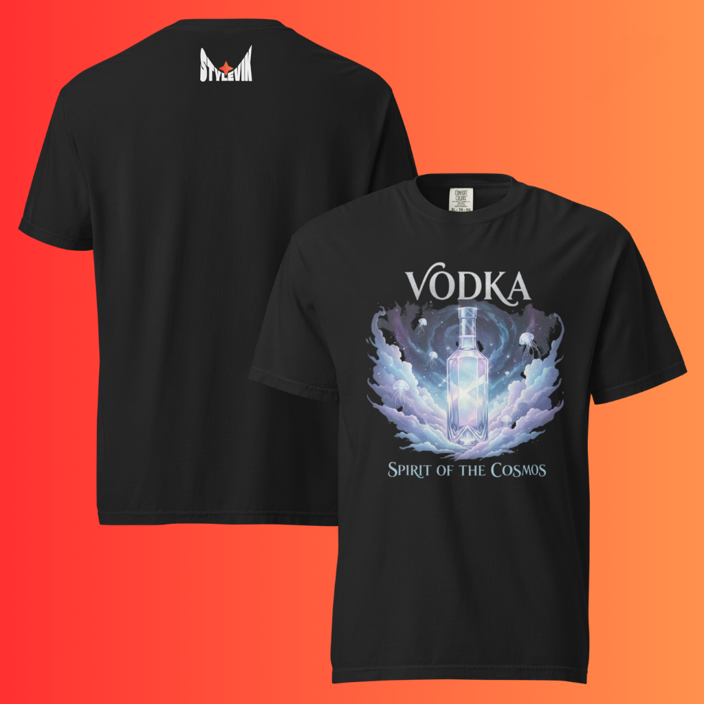 'Vodka Spirit of The Cosmos' T-Shirt | Celestial Galaxy Warming Tee for Raves & Festivals