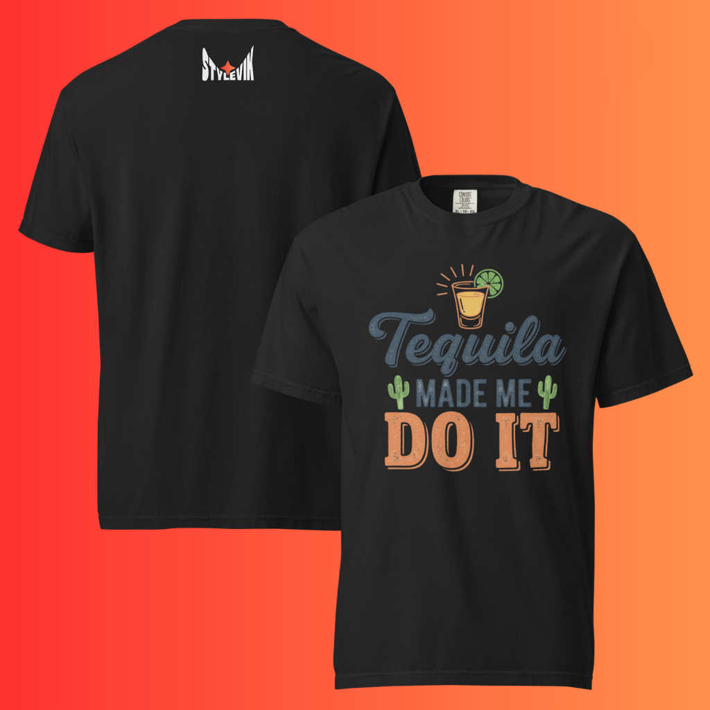 'Tequila Made Me Do It' T-Shirt | Funny Party & Bachelorette Warming Tee for Drinkers