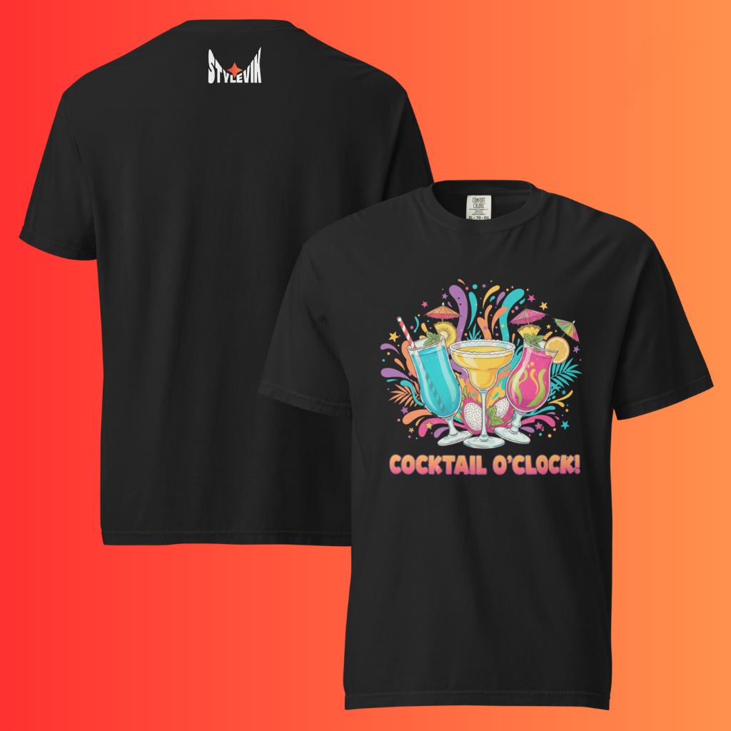 'Cocktail O'Clock' T-Shirt | Funny Tropical Vacation & Summer Party Warming Tee
