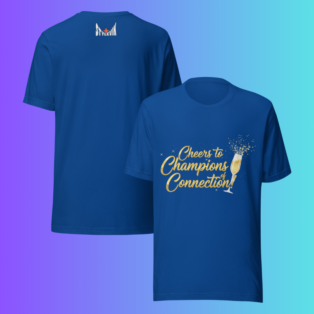 'Cheers to Champions of Connection' T-Shirt | Team & Networking Cooling Tee for Holiday Parties