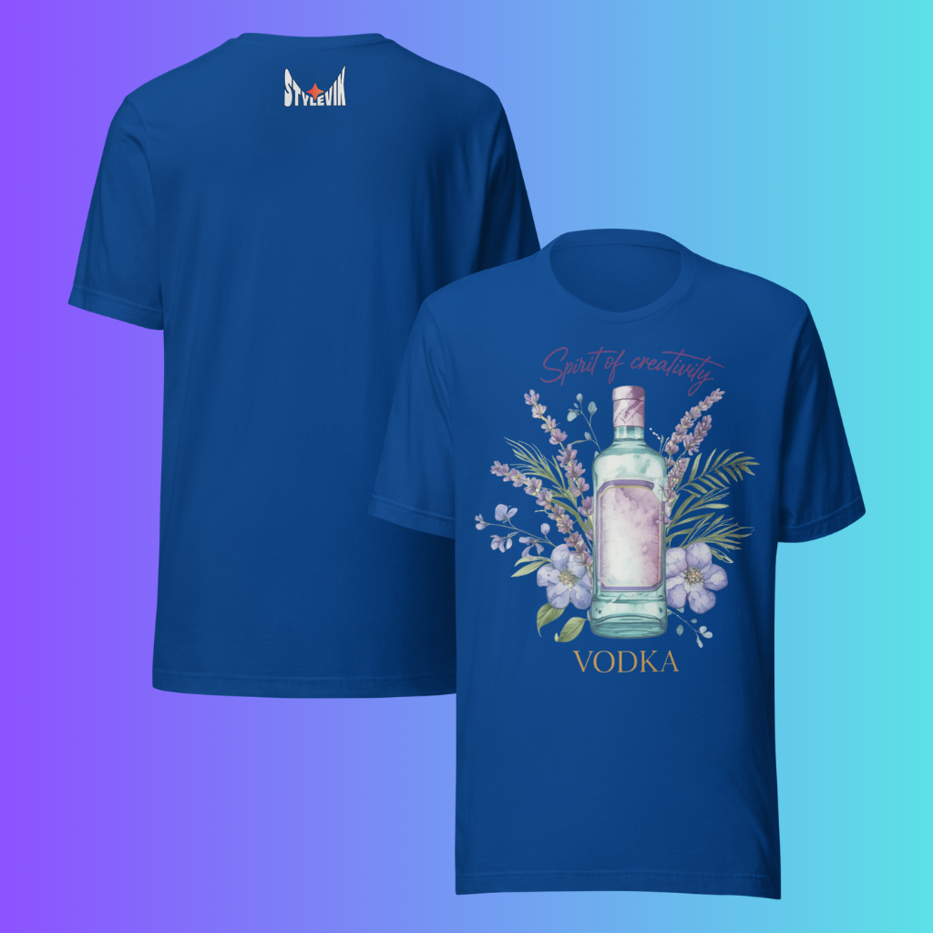 'Spirit of Creativity' Vodka T-Shirt | Artistic Botanical Cooling Tee for Cocktail Lovers & Artists