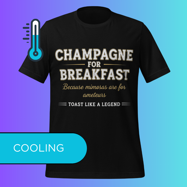'Champagne for Breakfast' T-Shirt | Funny Brunch & Bachelorette Party Cooling Tee