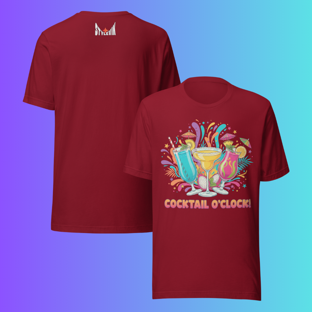 'Cocktail O'Clock' T-Shirt | Funny Tropical Vacation & Summer Party Cooling Tee