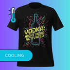 'Vodka Night Mode Activated' T-Shirt | Funny 80s Retro Gaming Cooling Tee for Parties & Raves